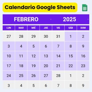 calendario dinámico 2025 google sheet