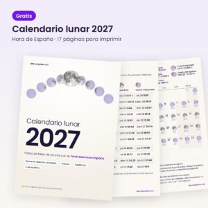 Calendario lunar 2027 gratis para imprimir: portada, año de un vistazo y mes de noviembre con las fases en hora de España