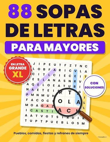 Portada de «88 sopas de letras para mayores en letra grande», Ediciones Descargables