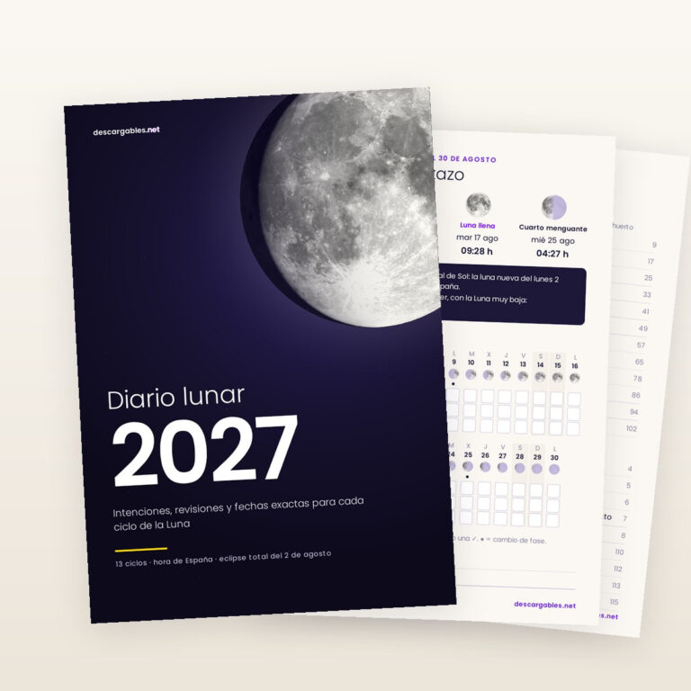 Diario lunar 2027 para imprimir y para tablet