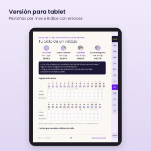 Diario lunar 2027 en tablet: versión con pestañas por mes e índice con enlaces