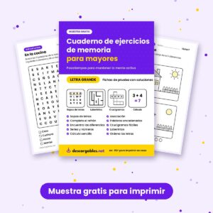 Muestra gratis del cuaderno de ejercicios de memoria para mayores en letra grande para imprimir
